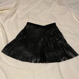 Pleated Vegan Leather Skirt